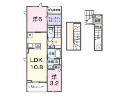 プロスペリタ島田橋(2LDK/3階)の間取り写真