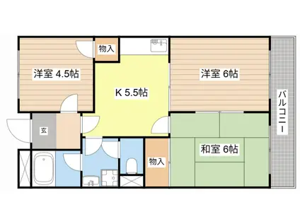 LIMPIA末広(3K/2階)の間取り写真