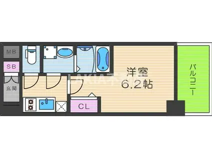 エスリード福島ブレイブ(1K/3階)の間取り写真