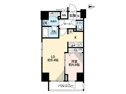 プレール・ドゥーク文京湯島(1LDK/3階)の間取り写真