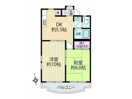 湘南槇町ヴィラ(2DK/4階)の間取り写真