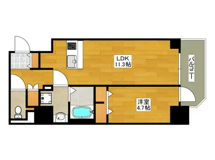 コンフォリア・リヴ新大阪ウエスト(1K/9階)の間取り写真