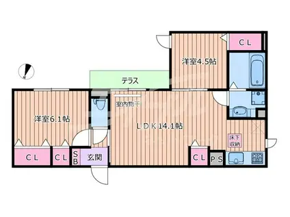 CLASHIST中宮ノース(2LDK/3階)の間取り写真