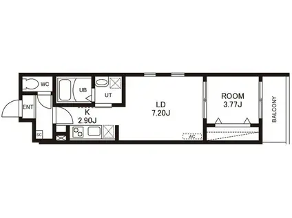 CHERIM竹下イースト(1LDK/3階)の間取り写真