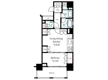 パークハウス麻布十番アーバンス(1LDK/3階)の間取り写真