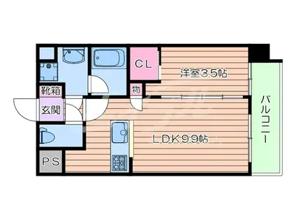 アウラ吹田元町(1LDK/1階)の間取り写真