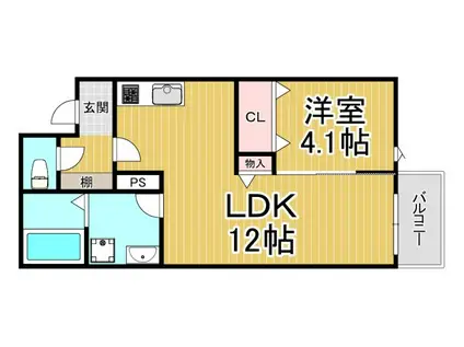 LA-CREA七松町2丁目(1LDK/3階)の間取り写真