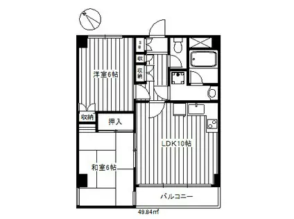 スカイスクレーパー(2LDK/3階)の間取り写真