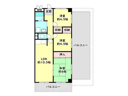 キャピタル キダ(3LDK/4階)の間取り写真