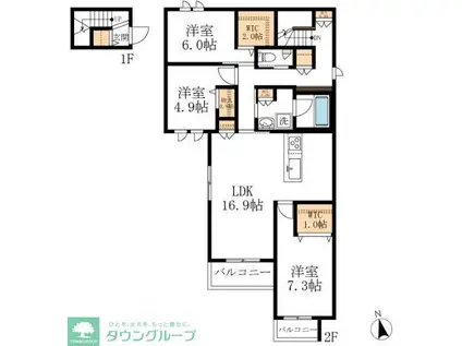 グリーンタウン赤坂(3LDK/2階)の間取り写真
