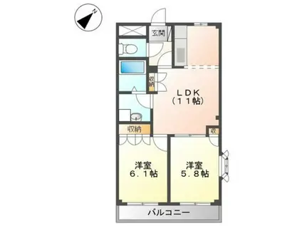 ソレイユ(2LDK/1階)の間取り写真