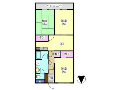 セゾンマンション(3DK/2階)の間取り写真