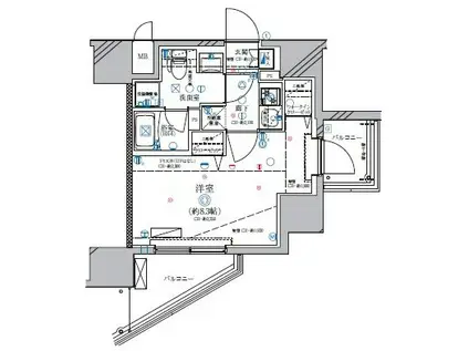 ディアレイシャス北千住(1K/10階)の間取り写真