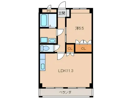 レジデンス21(1LDK/2階)の間取り写真