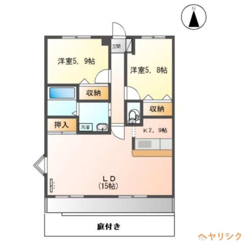 ヒルズ牧の池(2LDK/1階)の間取り写真