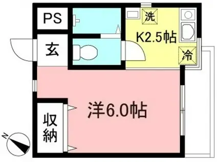 グランドハイツ山喜(1K/1階)の間取り写真