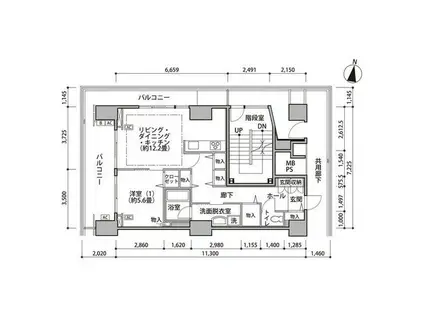 東雲キャナルコートCODAN16号棟(1LDK/6階)の間取り写真