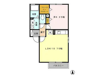 グリーンパークII光の森 B棟(1LDK/2階)の間取り写真