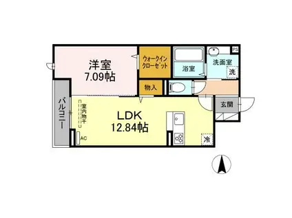 アナシエ鹿浜(1LDK/2階)の間取り写真