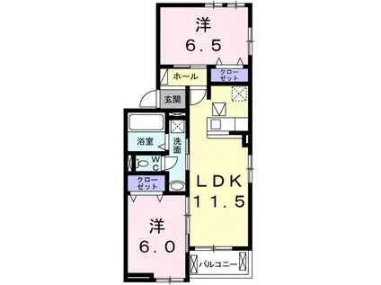 ラ・ベルデシャン(2LDK/1階)の間取り写真