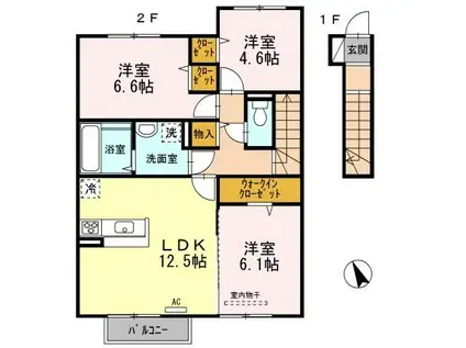 エクセルコート(3LDK/2階)の間取り写真