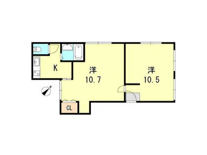 シェークスピア神戸(2K/2階)の間取り写真