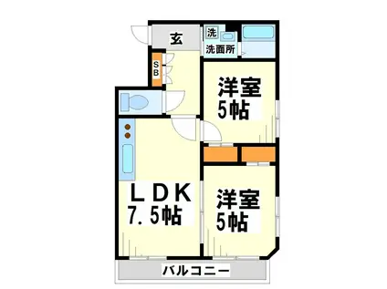 ベルヴィラージュ(2LDK/1階)の間取り写真