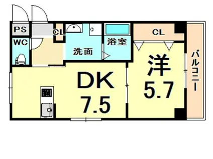 シロハイヌ西難波(1LDK/4階)の間取り写真
