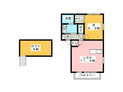 パルテノン オノ(1LDK/2階)の間取り写真