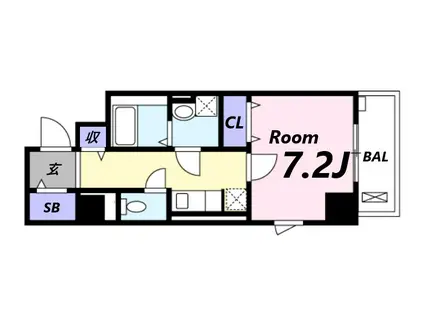 BONHEUR姫路栗山町(1K/6階)の間取り写真