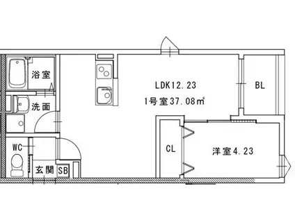 熊本市東区長嶺南1丁目(1LDK/3階)の間取り写真