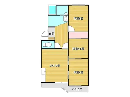 ICコーポ彦尾(3LDK/1階)の間取り写真