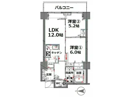 シティコート目黒II(2LDK/4階)の間取り写真