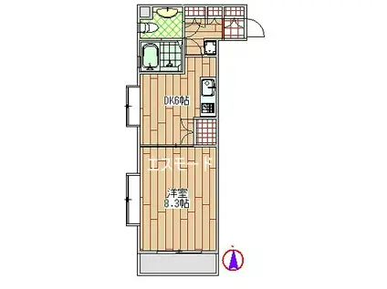 自由が丘クレスト(1DK/1階)の間取り写真