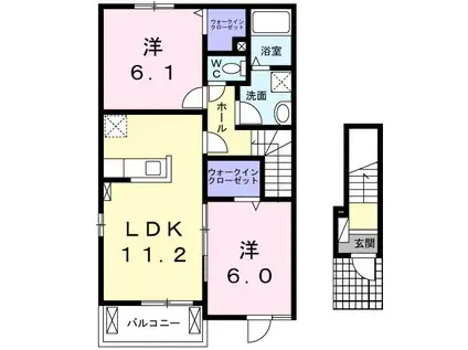 エムズステージIII(2LDK/2階)の間取り写真