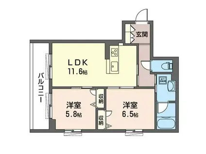 ククルーマウンテン(2LDK/1階)の間取り写真