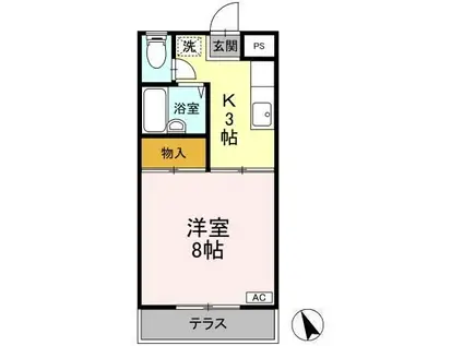 マルマツハイツ A棟(1K/1階)の間取り写真