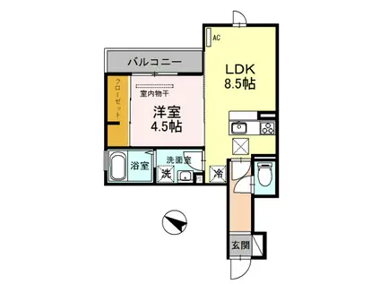 セジュール下山手通(1LDK/1階)の間取り写真