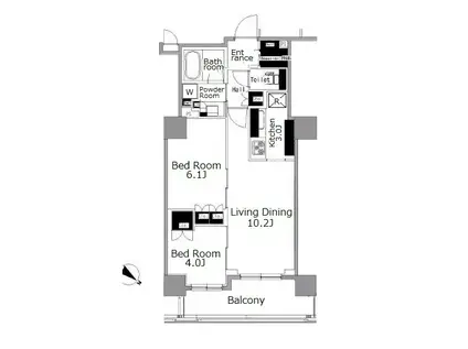 PARK AXIS日本橋浜町(2LDK/5階)の間取り写真