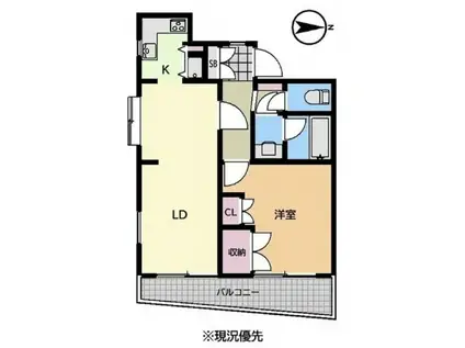 エスポワール池尻(1LDK/3階)の間取り写真