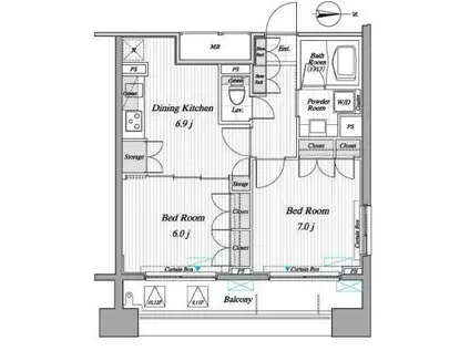 レジディア錦糸町II(2DK/11階)の間取り写真