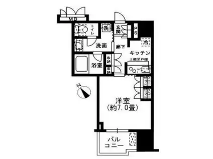 ソラシア小石川(1K/3階)の間取り写真