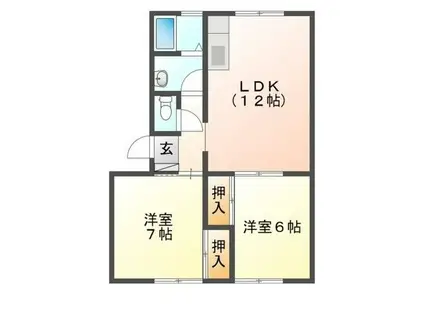 ハイツ明和 A(2LDK/4階)の間取り写真