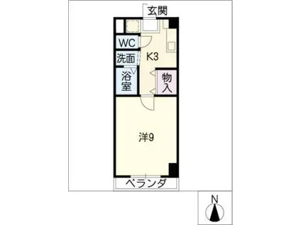 アヴェニューコート栗真B棟(1K/3階)の間取り写真