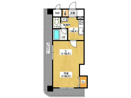 朝日プラザステーションスクエア千歳I(1DK/11階)の間取り写真