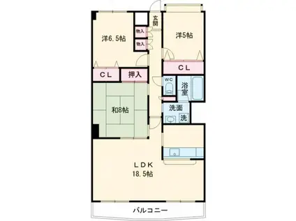 ドムス喜兵衛 宙(3LDK/3階)の間取り写真