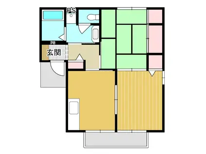 ウッドビレッジ南台A棟(2DK/1階)の間取り写真