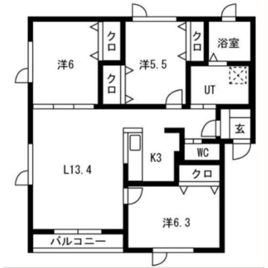 プリオール美原(2LDK/2階)の間取り写真