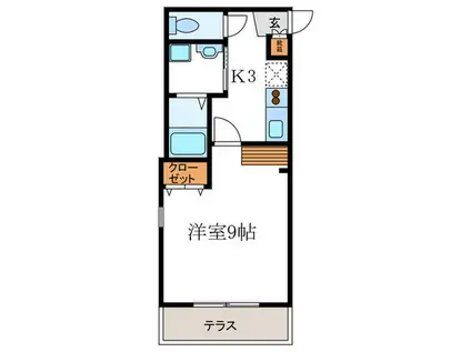 グリーンヒル冷泉通(1K/1階)の間取り写真