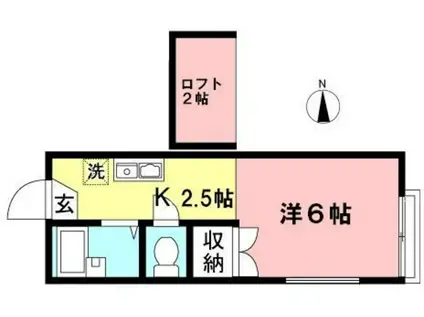 シルクロードNS(1K/2階)の間取り写真